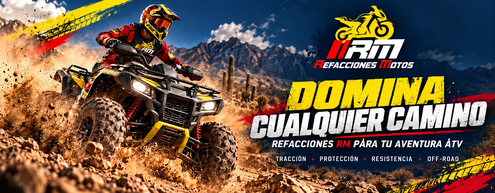 Domina cualquier camino. Refacciones RM para tu aventura ATV: traccion, proteccion, resistencia y off-road.